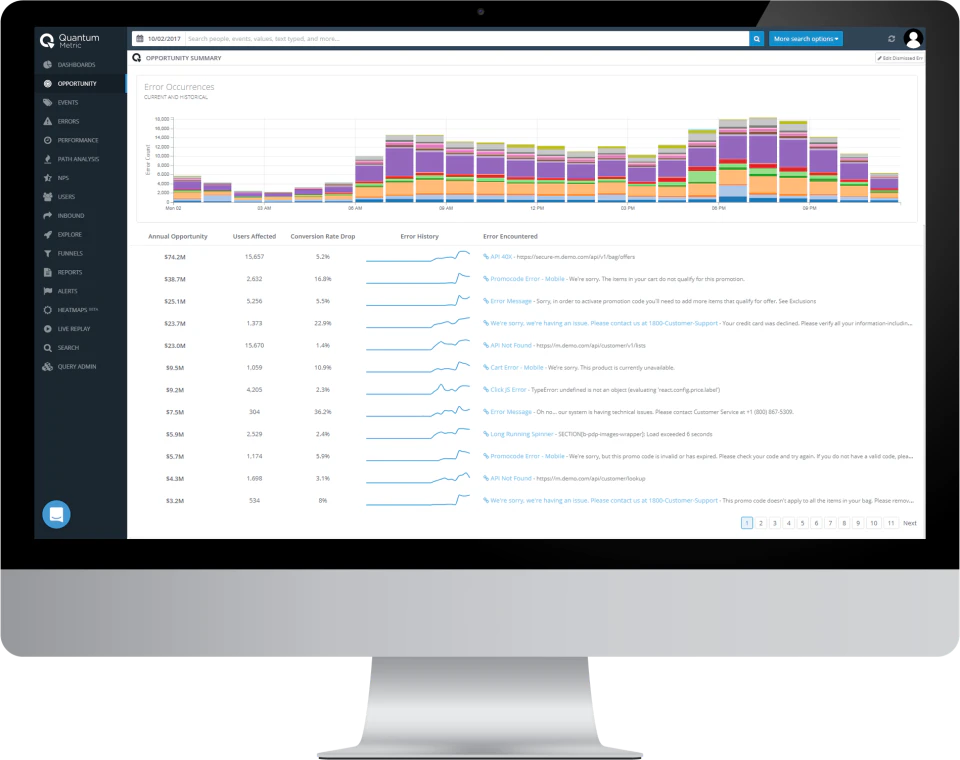 screenshot of Quantum Metric